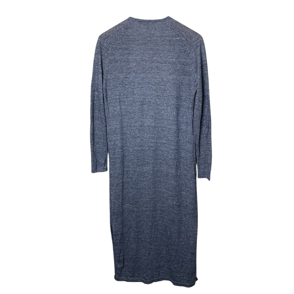 Theory Torina Wool Linen Long Open Front Cardigan Blue Knit Medium - Picture 3 of 9